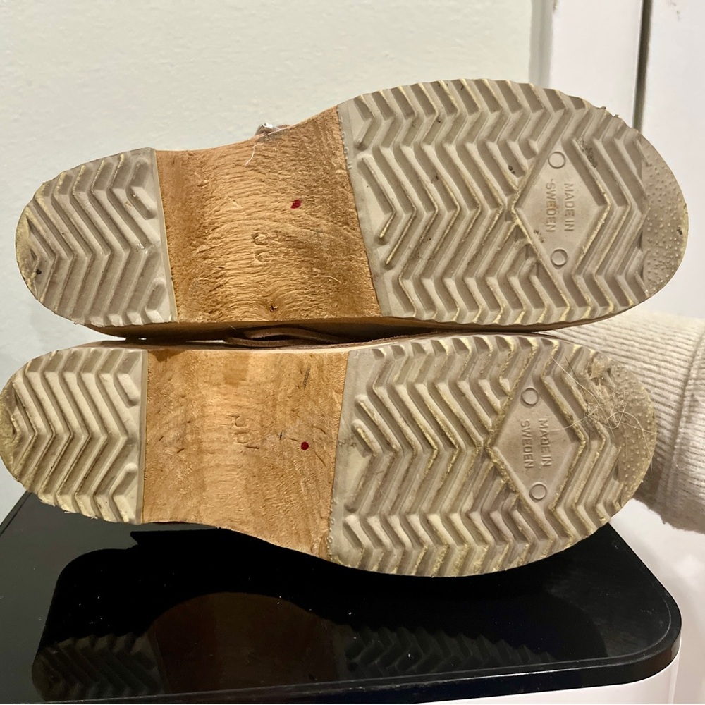 MIA Blush Pink Leather Clog Mules with Wood Heel - Picture 11 of 16